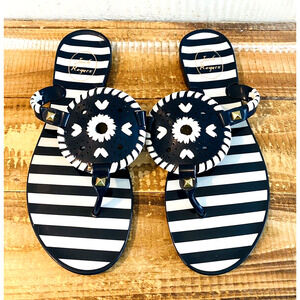 Jack Rogers Navy Blue and White Thong Sandal Flip Flops Size 5